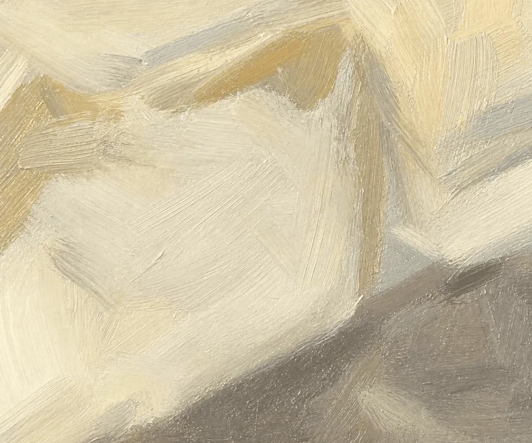 Broad impressionist brushstrokes in ochre, yellow and cream, Inspired by Berthe Morisot