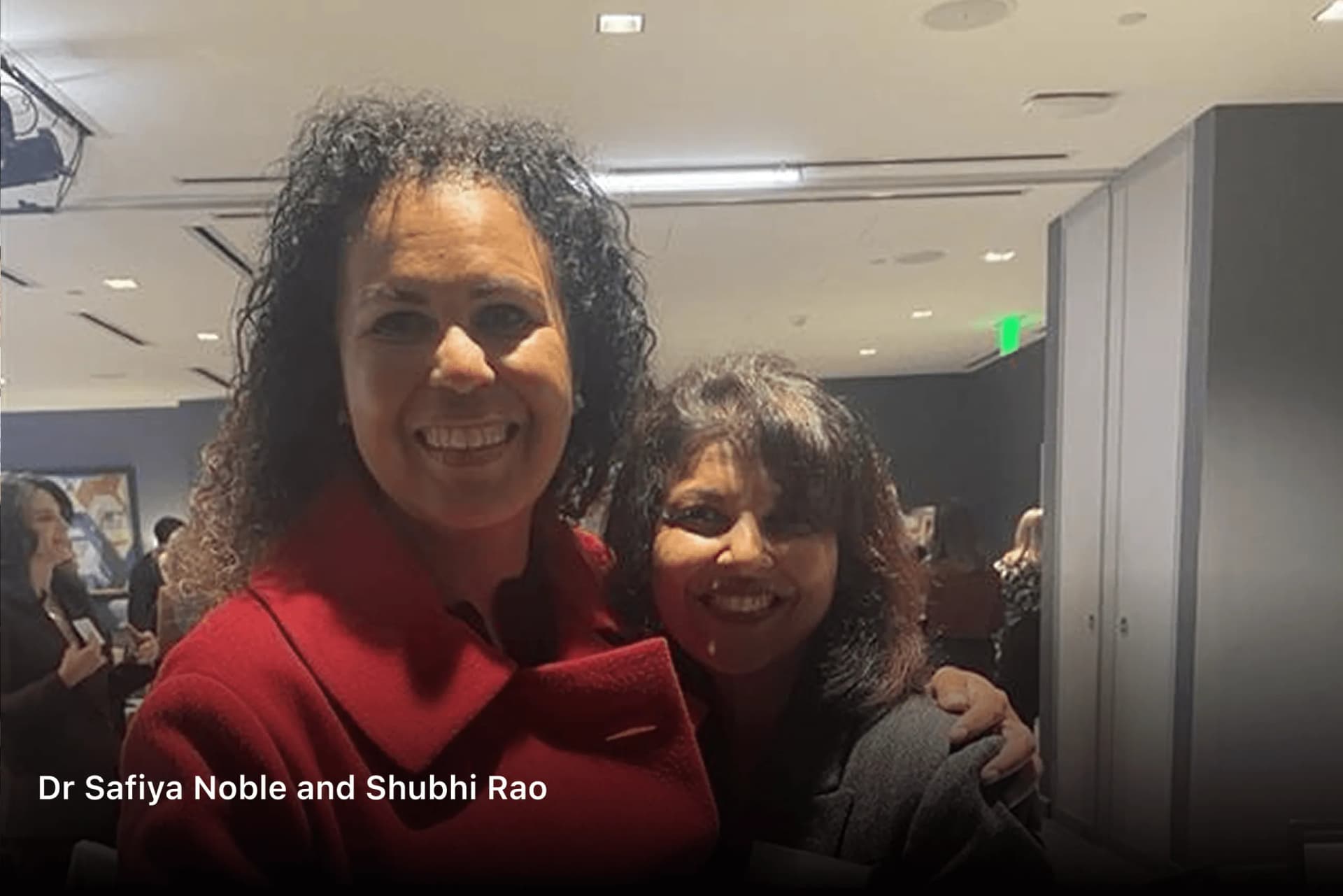 Dr Safiya Noble and Shubhi Rao smiling together