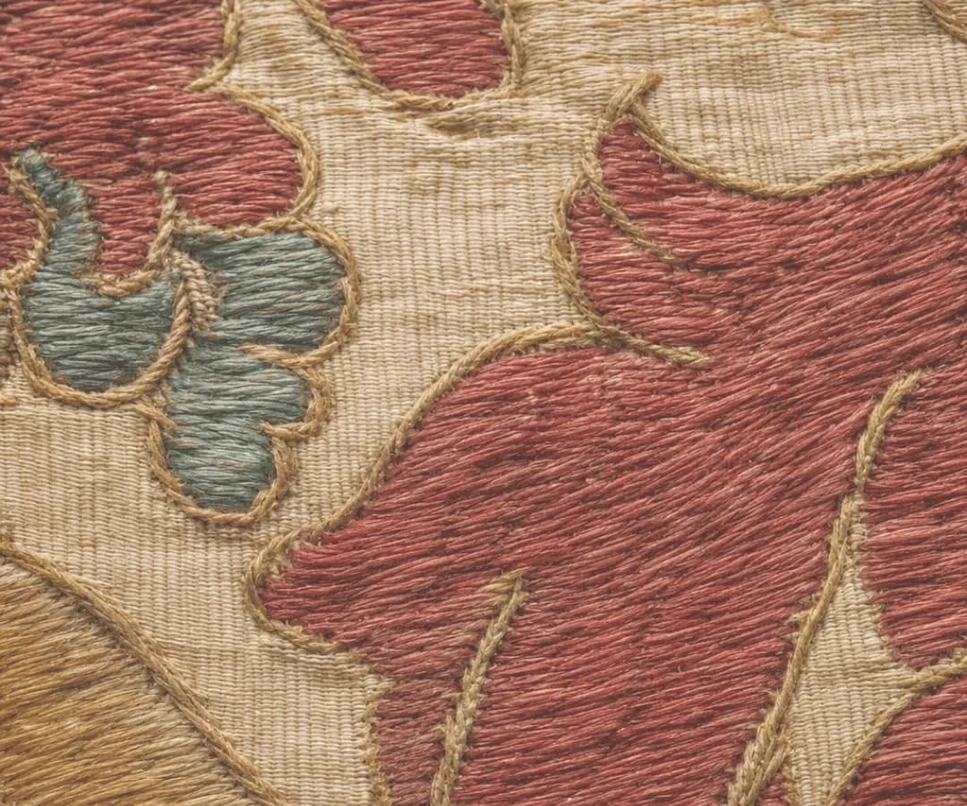 Embroidered suzani in rust, sage and cream, Inspired by Suzani Central Asia