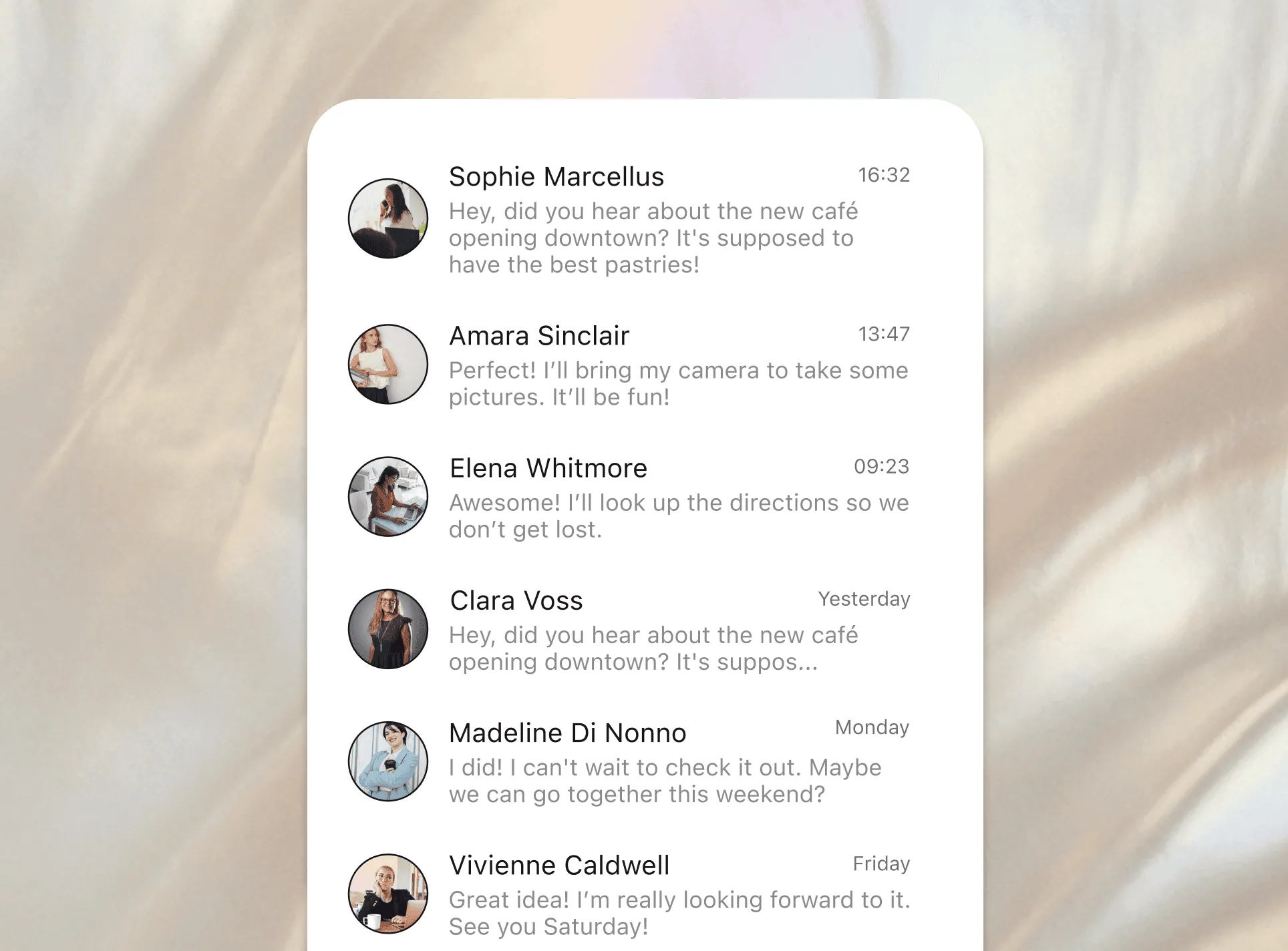 A community chat thread between participants planning to meet up